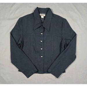 Wrapper‎ Jacket Womens L Black Blazer Button Up Vintage Made In USA